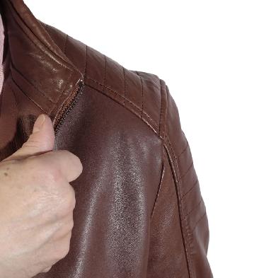 SL100231 - Tan Leather Easy Fit Biker Jacket
